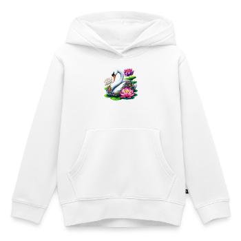 Schwan verziert mit Lotusblüten - Kinder Premium Organic Hoodie - Weiß - Vorne - AI Model Kid Female (0cm)