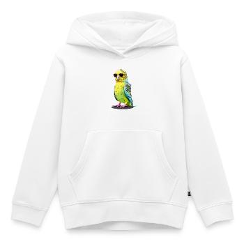 Cool budgie with sunglasses - Kids Premium Organic Hoodie - white - Front - AI Model Kid Female (0cm)