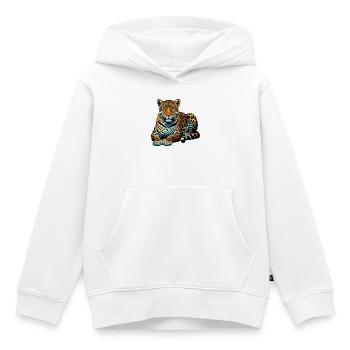 Léopard - Sweat Premium à capuche enfant bio - blanc - Devant - AI Model Kid Female (0cm)