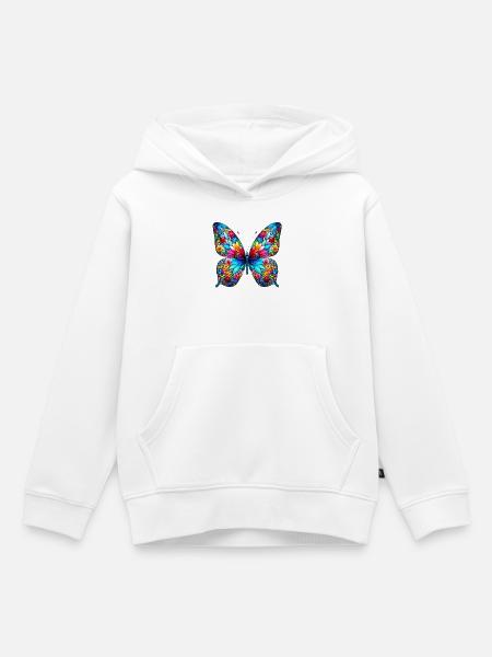 Schmetterling - Kinder Premium Organic Hoodie - Weiß