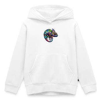 Caméléon - Sweat Premium à capuche enfant bio - blanc - Devant - AI Model Kid Female (0cm)