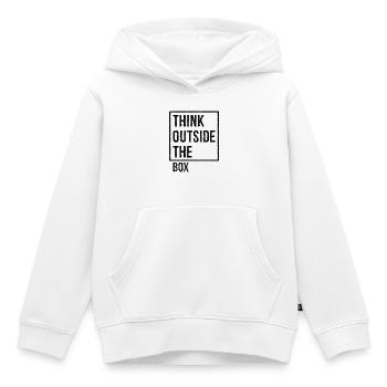 think outside the box - Kids Premium Organic Hoodie - white - Front - AI Model Kid Female (0cm)