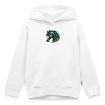 Cheval - Sweat Premium à capuche enfant bio - blanc - Devant - AI Model Kid Female (0cm)