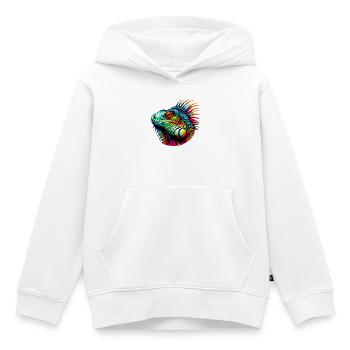 Iguane - Sweat Premium à capuche enfant bio - blanc - Devant - AI Model Kid Female (0cm)