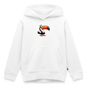 Toucan - Sweat Premium à capuche enfant bio - blanc - Devant - AI Model Kid Female (0cm)