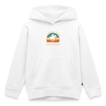 Je peux pas j ai Équitation Humour cadeau - Sweat Premium à capuche enfant bio - blanc - Devant - AI Model Kid Female (0cm)