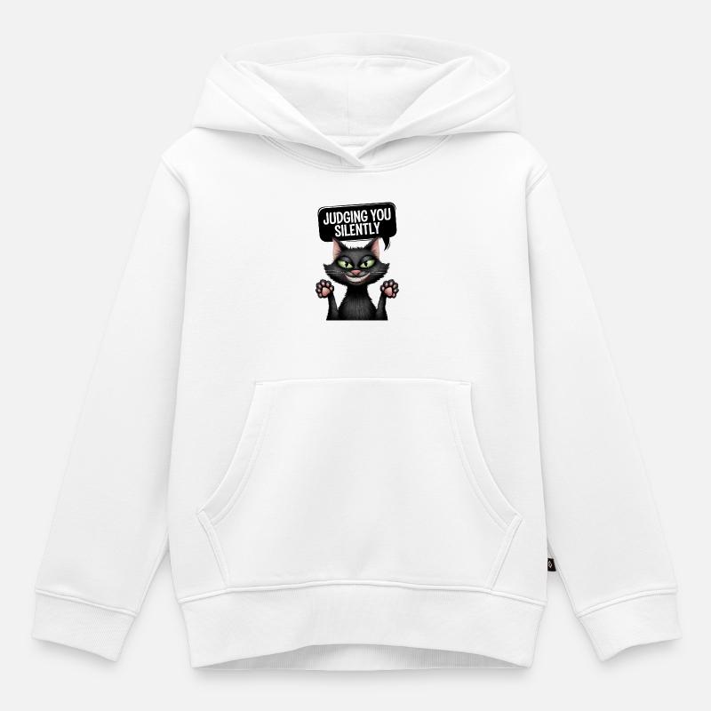 Vous juger silencieusement drôle Cat Design - Sweat Premium à capuche enfant bio - blanc