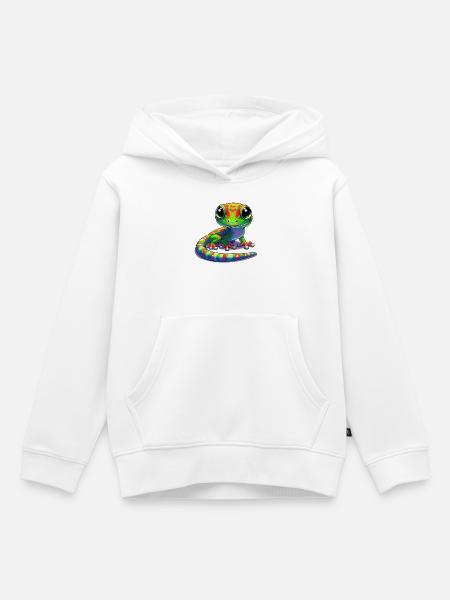 Gecko - Kinder Premium Organic Hoodie - Weiß