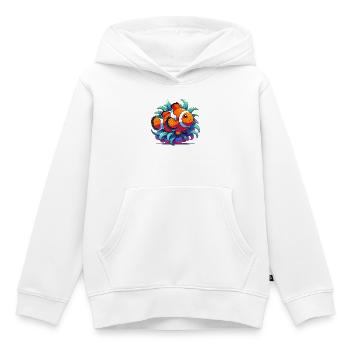 Poisson-clown - Sweat Premium à capuche enfant bio - blanc - Devant - AI Model Kid Female (0cm)