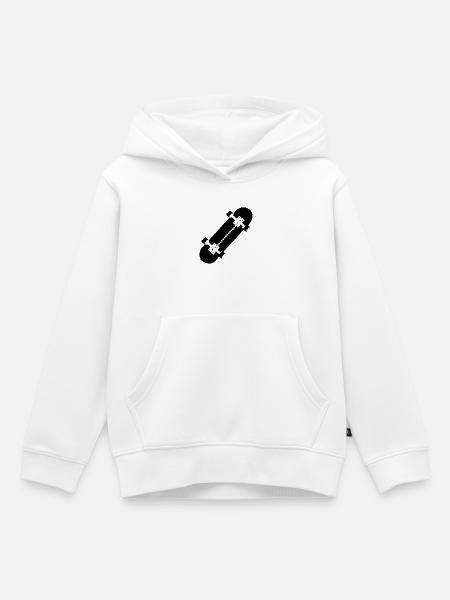 Pixel Skateboard - Kinder Premium Organic Hoodie - Weiß