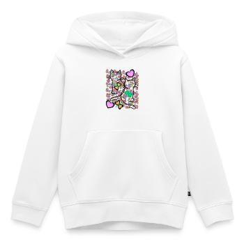 Retro Lato Koty Kot Serce Kwiaty Vintage - Bluza Premium z kapturem dziecięca bio - biały - Przód - AI Model Kid Female (0cm)