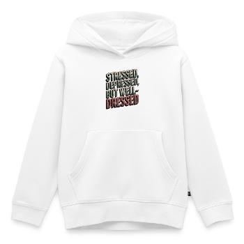 Stressé, déprimé, mais bien habillé Style rétro - Sweat Premium à capuche enfant bio - blanc - Devant - AI Model Kid Female (0cm)