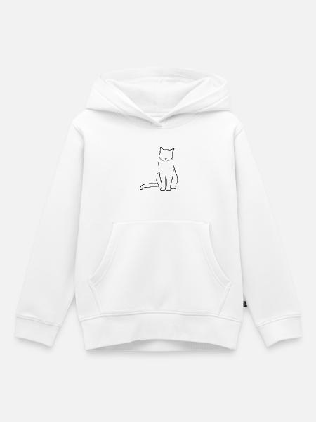 Katze Zeichnung - Kinder Premium Organic Hoodie - Weiß