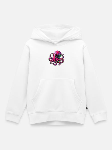 Krake - Kinder Premium Organic Hoodie - Weiß