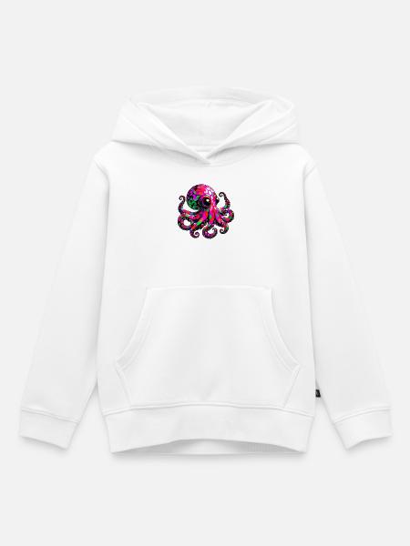 Krake - Kinder Premium Organic Hoodie - Weiß