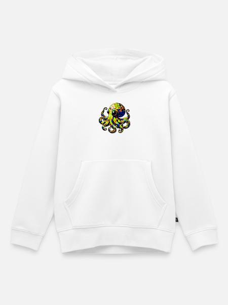 Krake - Kinder Premium Organic Hoodie - Weiß