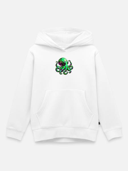 Krake - Kinder Premium Organic Hoodie - Weiß