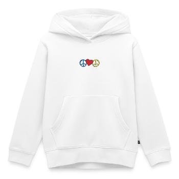 Paix Cœur Paix - Sweat Premium à capuche enfant bio - blanc - Devant - AI Model Kid Female (0cm)