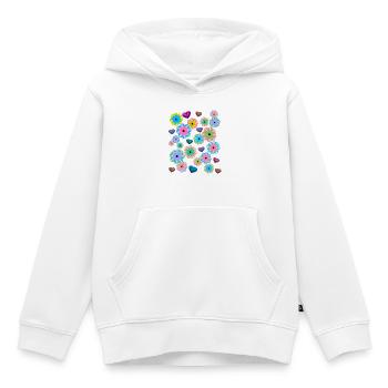 Printemps Début Printemps Fleurs Fleur Coeur Coeurs - Sweat Premium à capuche enfant bio - blanc - Devant - AI Model Kid Female (0cm)