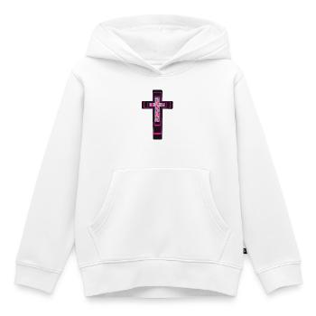 Croix Fleurs Croix Crucifix - Sweat Premium à capuche enfant bio - blanc - Devant - AI Model Kid Female (0cm)