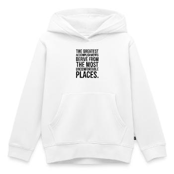 Les plus grandes réalisations découlent de la - Sweat Premium à capuche enfant bio - blanc - Devant - AI Model Kid Female (0cm)