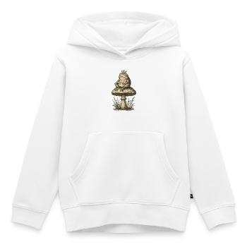 Grenouille royale sur le trône champignon - Sweat Premium à capuche enfant bio - blanc - Devant - AI Model Kid Female (0cm)