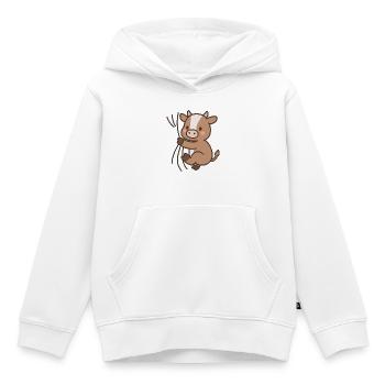 Petit veau - Sweat Premium à capuche enfant bio - blanc - Devant - AI Model Kid Female (0cm)