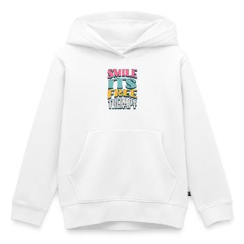 Smile Its Free Therapy – colorful comic font - Kids Premium Organic Hoodie - white - Front - AI Model Kid Female (0cm)