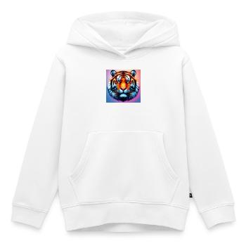 tigre - Sweat Premium à capuche enfant bio - blanc - Devant - AI Model Kid Female (0cm)