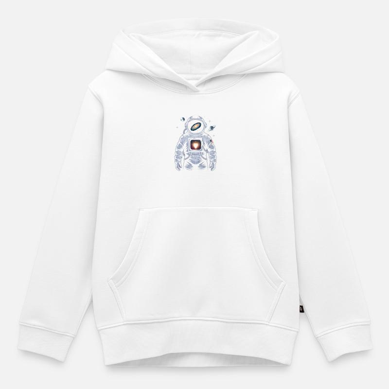 Conception d’astronaute de cœur de l’espace - Sweat Premium à capuche enfant bio - blanc