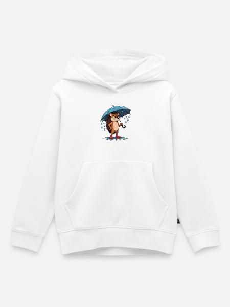 Cartoon Igel mit Regenschirm - Kinder Premium Organic Hoodie - Weiß