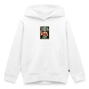 Anime Mädchen Poststempel Illustration - Kinder Premium Organic Hoodie - Weiß - Vorne - AI Model Kid Female (0cm)