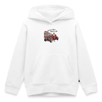 Vintage Hot Rod Girl  - Kinder Premium Organic Hoodie - Weiß - Vorne - AI Model Kid Female (0cm)