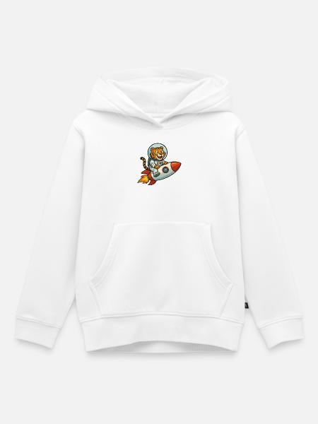 Abenteuer Tiger im Raumfahrt-Design - Kinder Premium Organic Hoodie - Weiß