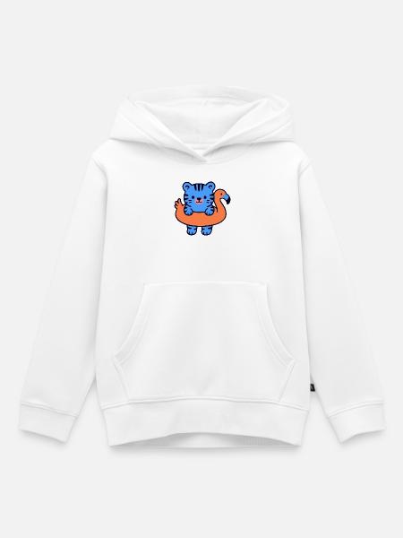 Kleiner schwebender blauer Tiger - Kinder Premium Organic Hoodie - Weiß