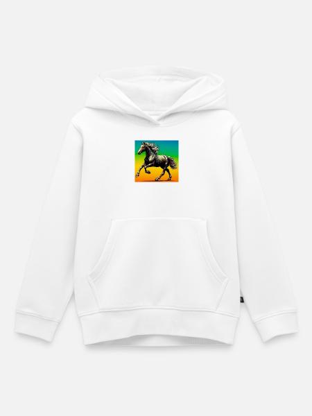 Pferd - Kinder Premium Organic Hoodie - Weiß