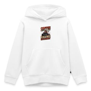 Passionné de courses de boue, amateur de café et de boue - Sweat Premium à capuche enfant bio - blanc - Devant - AI Model Kid Female (0cm)