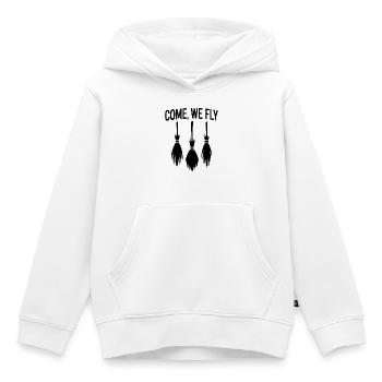 Komm, wir fliegen – Hexenbesen - Kinder Premium Organic Hoodie - Weiß - Vorne - AI Model Kid Female (0cm)