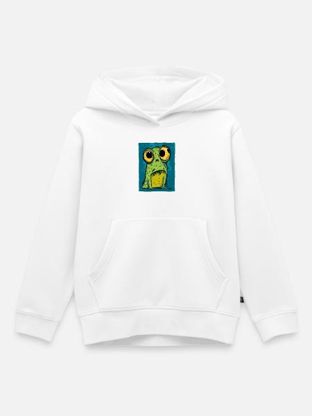 Cartoon Frosch mit großen Augen - Kinder Premium Organic Hoodie - Weiß