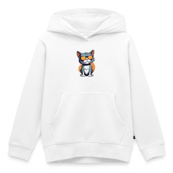 Casual cat illustration with sunglasses - Kids Premium Organic Hoodie - white - Front - AI Model Kid Female (0cm)