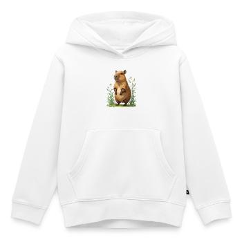 Capybara in the Marguerite Flower Field - Kids Premium Organic Hoodie - white - Front - AI Model Kid Female (0cm)