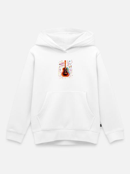 Neon Gitarre mit Psychedelic Effekt - Kinder Premium Organic Hoodie - Weiß