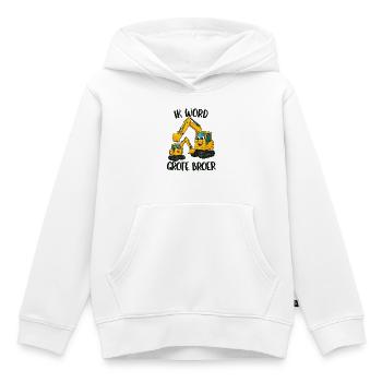 Big Brother, je vais être grand frère, excavatrice - Sweat Premium à capuche enfant bio - blanc - Devant - AI Model Kid Female (0cm)