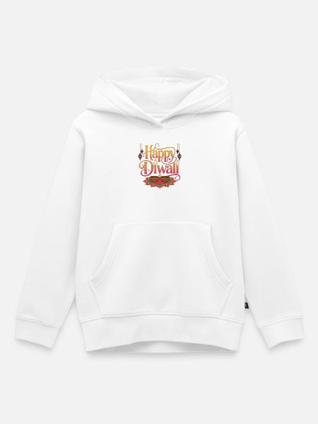 Happy Diwali Lichter Rangoli - Kinder Premium Organic Hoodie - Weiß