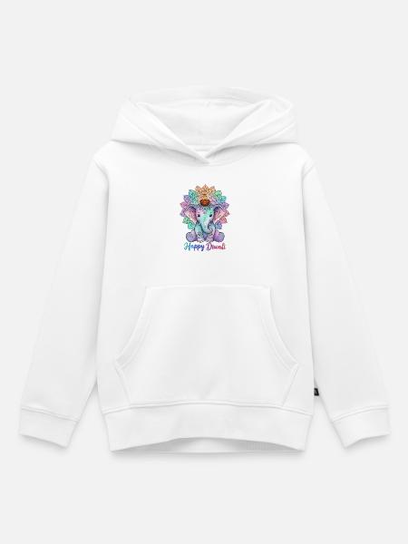 Diwali Mandala Elefant - Kinder Premium Organic Hoodie - Weiß
