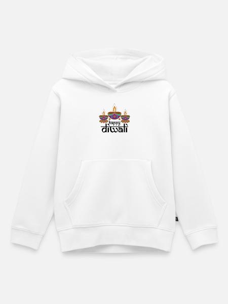 Drei bunte Diyas Festmuster - Kinder Premium Organic Hoodie - Weiß