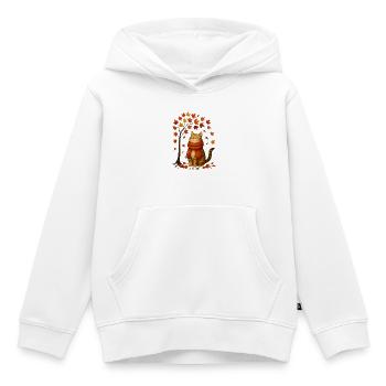 Herbstkatze mit rotem Schal - Kinder Premium Organic Hoodie - Weiß - Vorne - AI Model Kid Female (0cm)