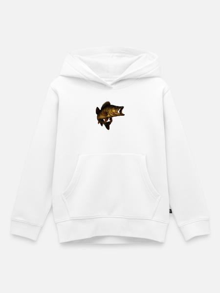 Detaillierter Zander Fisch Illustrativ - Kinder Premium Organic Hoodie - Weiß