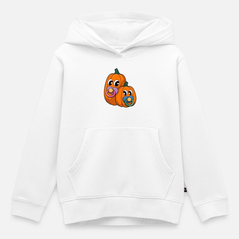 Couple citrouille avec sucette - Sweat Premium à capuche enfant bio - blanc