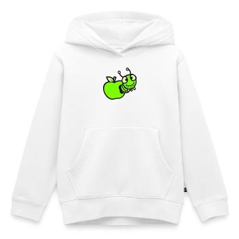Chenille peeps trou de pomme bande dessinée drôle mignon mignon mignon - Sweat Premium à capuche enfant bio - blanc - Devant - AI Model Kid Female (0cm)